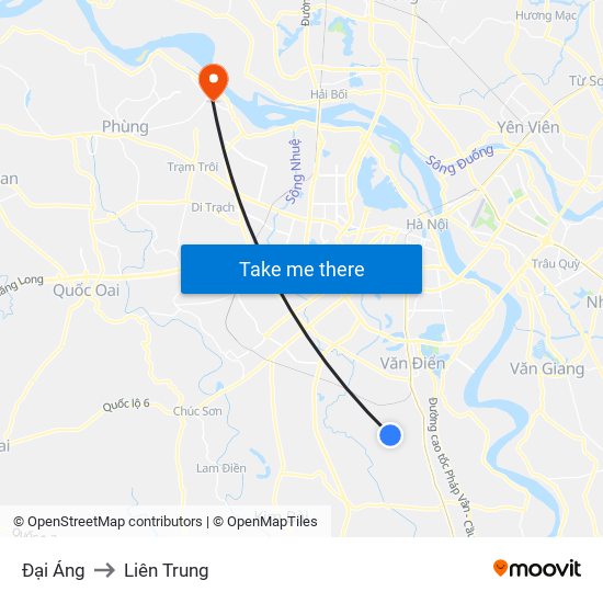 Đại Áng to Liên Trung map