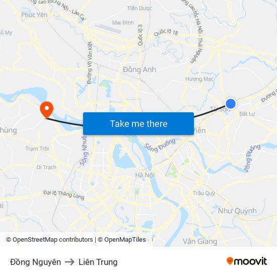 Đồng Nguyên to Liên Trung map