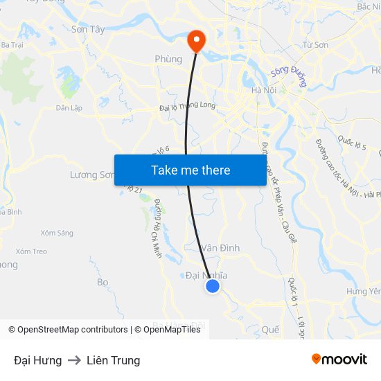 Đại Hưng to Liên Trung map