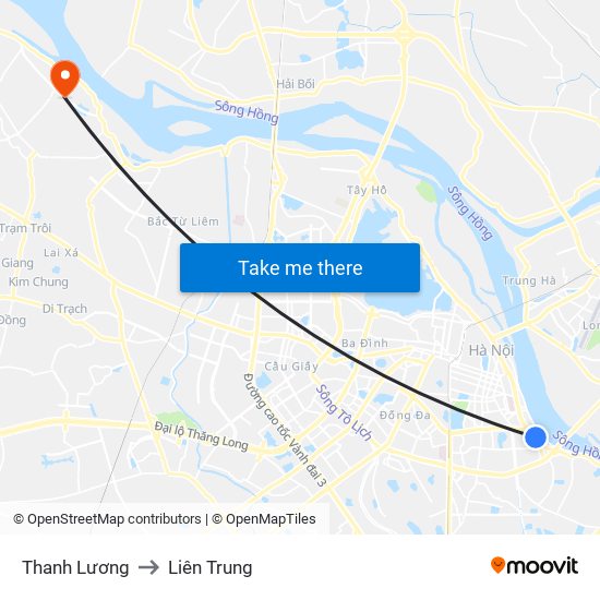 Thanh Lương to Liên Trung map