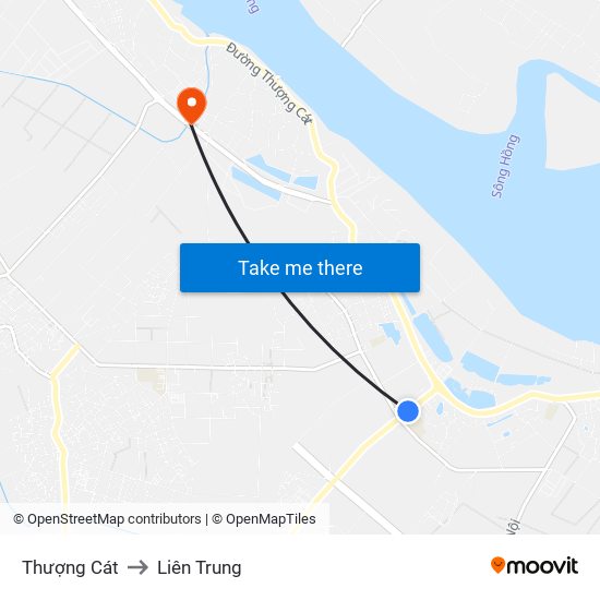 Thượng Cát to Liên Trung map