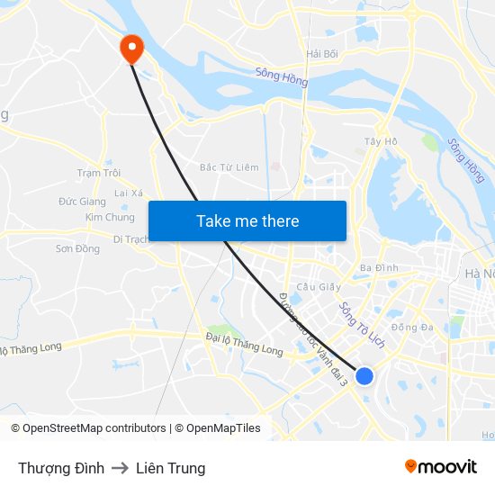 Thượng Đình to Liên Trung map