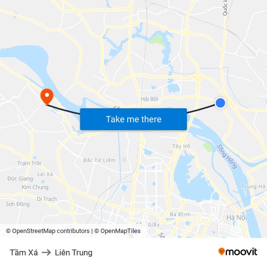 Tầm Xá to Liên Trung map