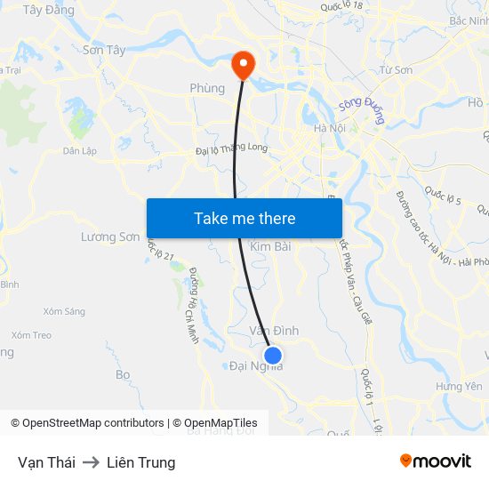 Vạn Thái to Liên Trung map