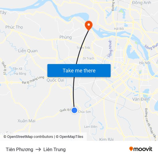 Tiên Phương to Liên Trung map