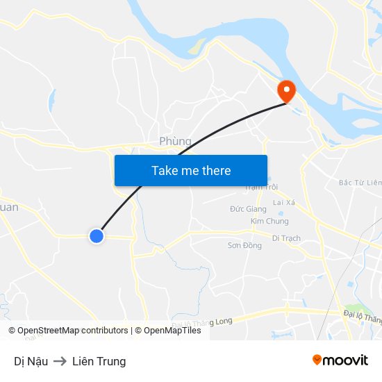 Dị Nậu to Liên Trung map