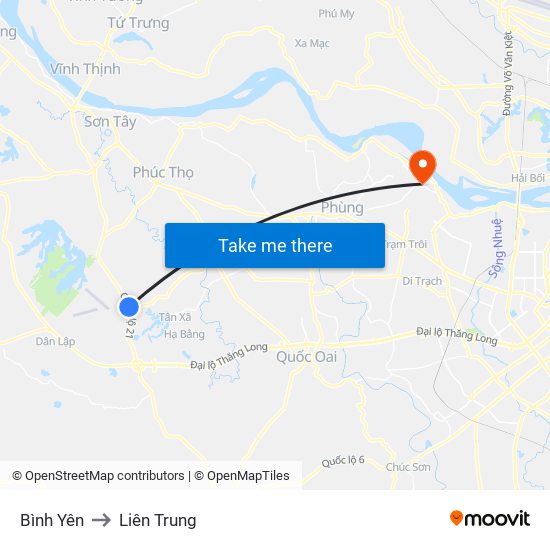 Bình Yên to Liên Trung map