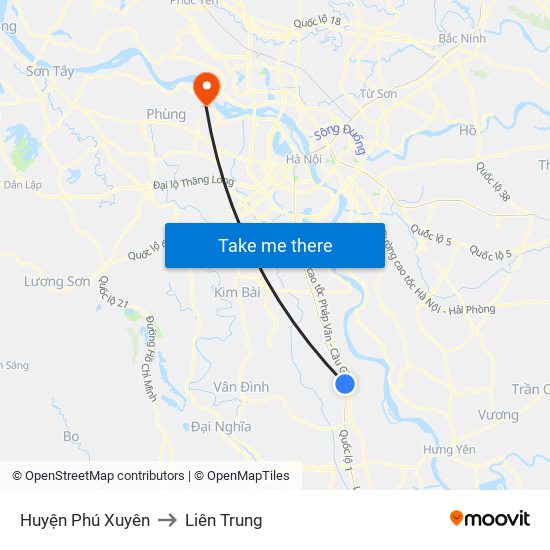 Huyện Phú Xuyên to Liên Trung map