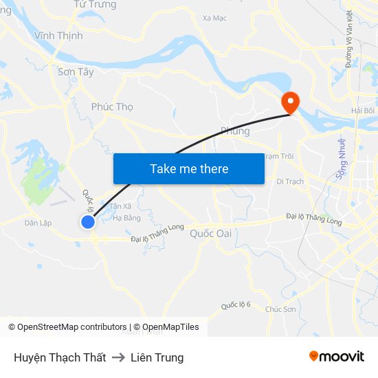 Huyện Thạch Thất to Liên Trung map