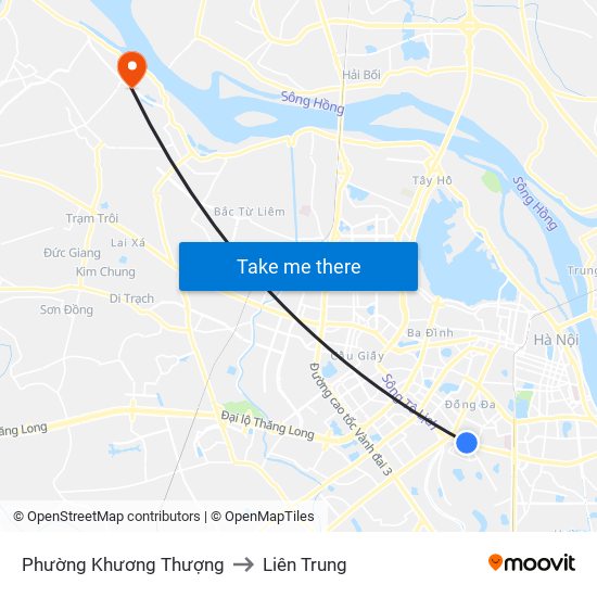 Phường Khương Thượng to Liên Trung map