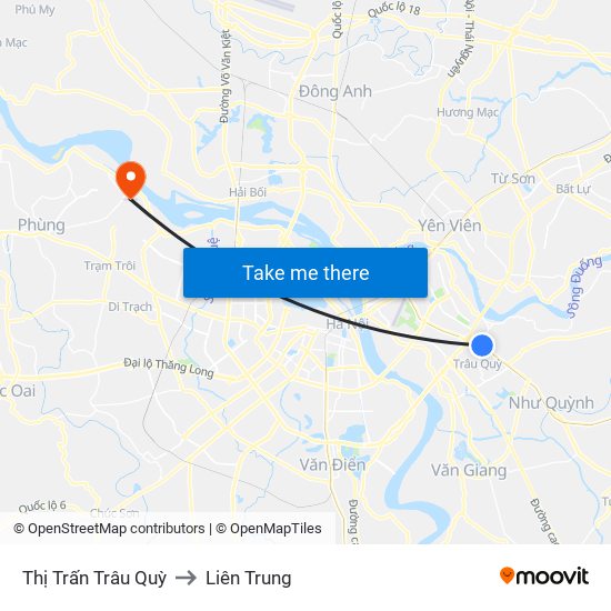 Thị Trấn Trâu Quỳ to Liên Trung map