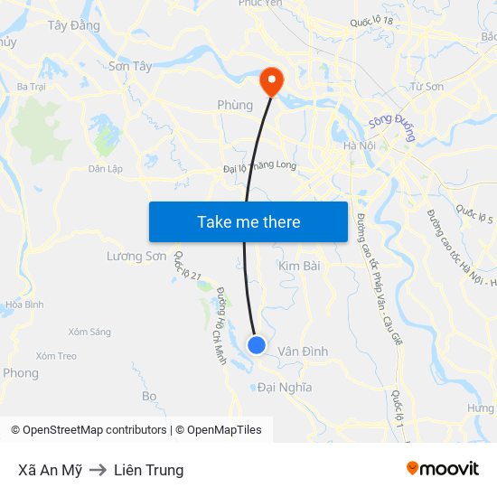 Xã An Mỹ to Liên Trung map