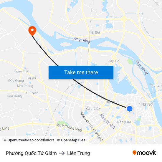 Phường Quốc Tử Giám to Liên Trung map