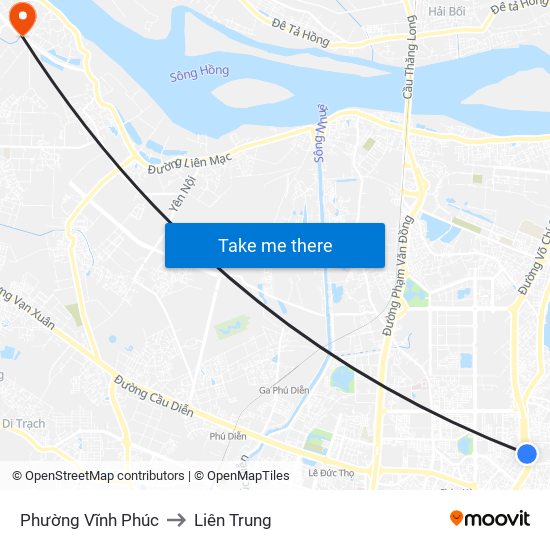 Phường Vĩnh Phúc to Liên Trung map