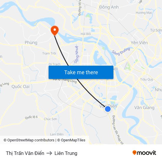 Thị Trấn Văn Điển to Liên Trung map