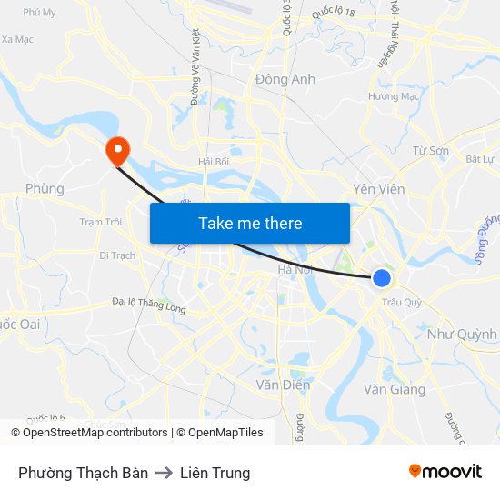 Phường Thạch Bàn to Liên Trung map