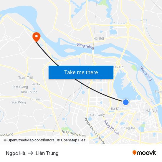 Ngọc Hà to Liên Trung map