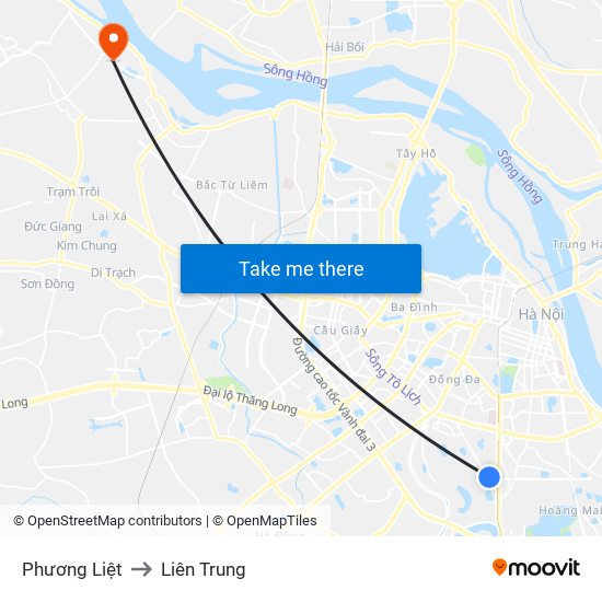 Phương Liệt to Liên Trung map