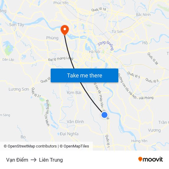 Vạn Điểm to Liên Trung map