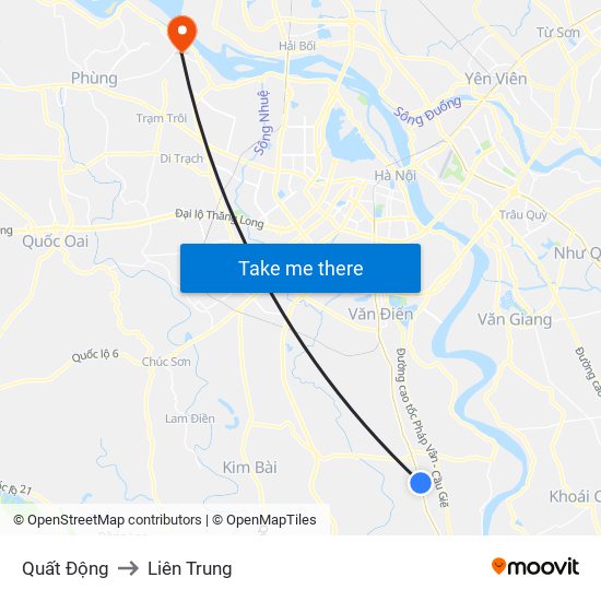 Quất Động to Liên Trung map