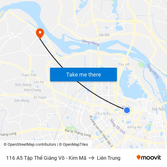 116 A5 Tập Thể Giảng Võ - Kim Mã to Liên Trung map