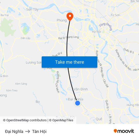 Đại Nghĩa to Tân Hội map