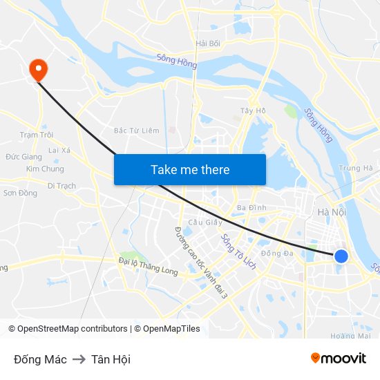 Đống Mác to Tân Hội map