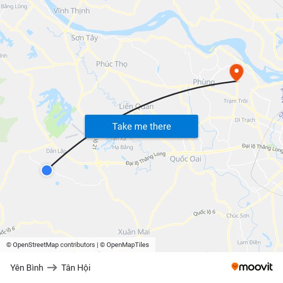 Yên Bình to Tân Hội map