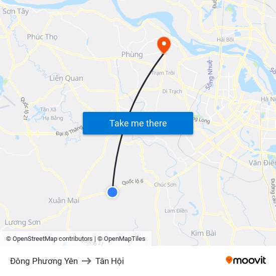 Đông Phương Yên to Tân Hội map