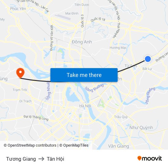 Tương Giang to Tân Hội map