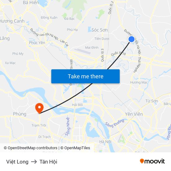 Việt Long to Tân Hội map