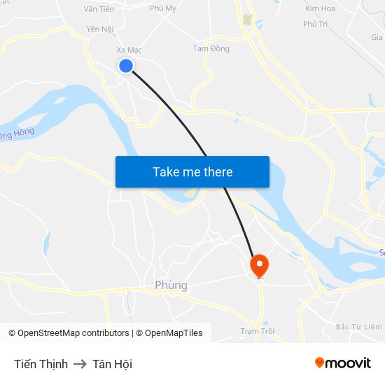 Tiến Thịnh to Tân Hội map