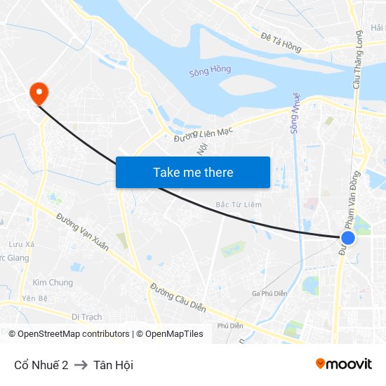 Cổ Nhuế 2 to Tân Hội map