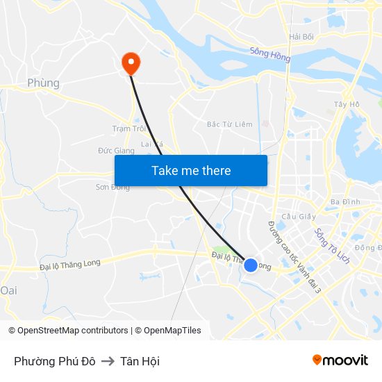 Phường Phú Đô to Tân Hội map