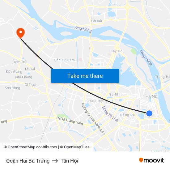 Quận Hai Bà Trưng to Tân Hội map
