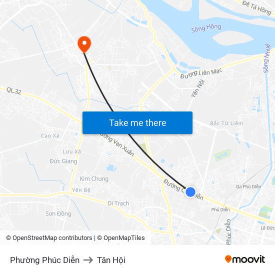 Phường Phúc Diễn to Tân Hội map