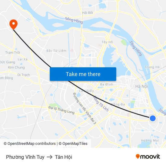 Phường Vĩnh Tuy to Tân Hội map