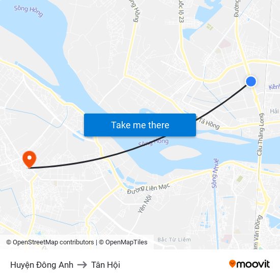 Huyện Đông Anh to Tân Hội map