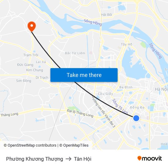 Phường Khương Thượng to Tân Hội map