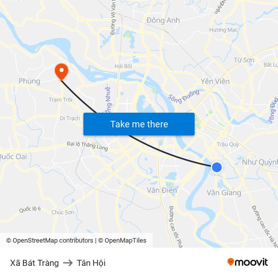 Xã Bát Tràng to Tân Hội map