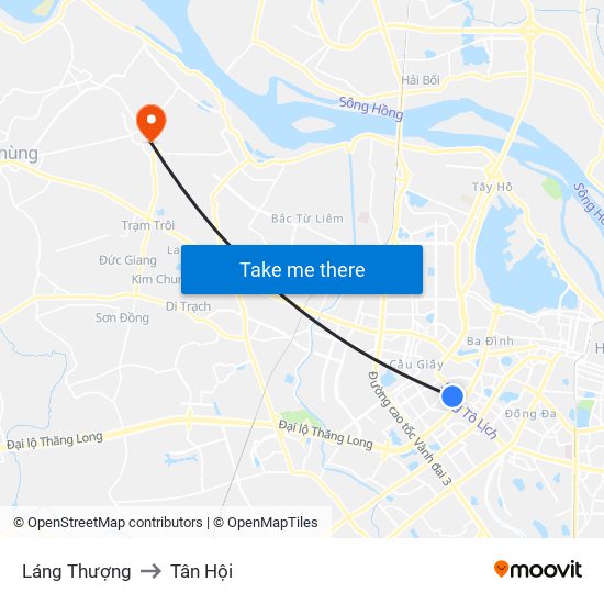 Láng Thượng to Tân Hội map