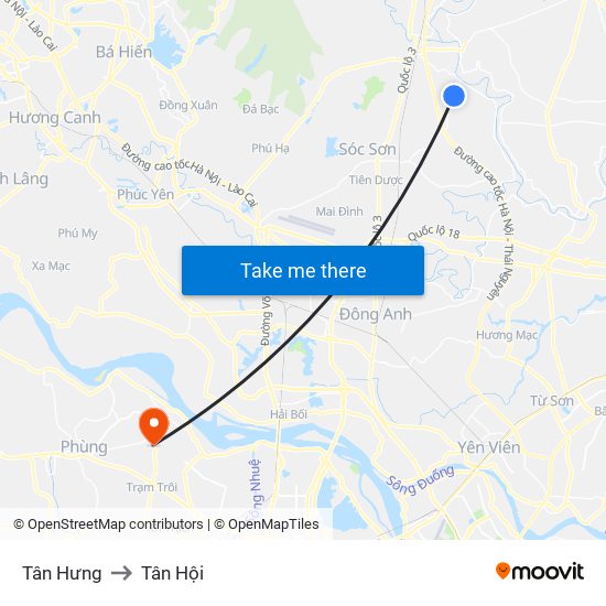 Tân Hưng to Tân Hội map