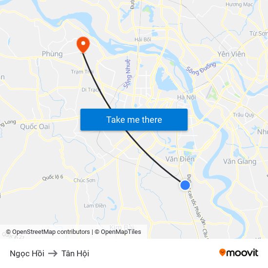 Ngọc Hồi to Tân Hội map