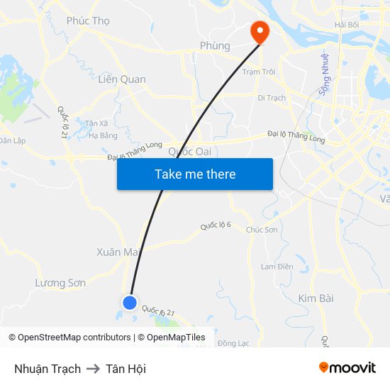 Nhuận Trạch to Tân Hội map