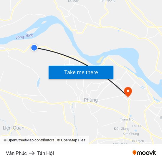 Vân Phúc to Tân Hội map