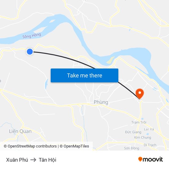 Xuân Phú to Tân Hội map