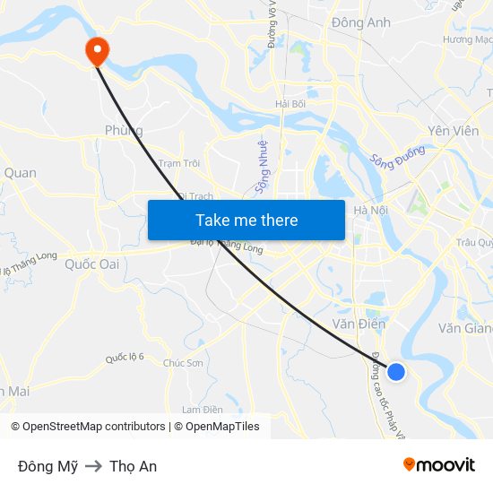 Đông Mỹ to Thọ An map