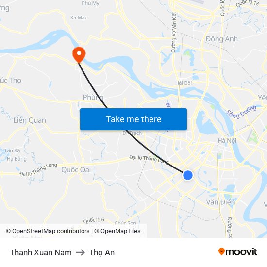 Thanh Xuân Nam to Thọ An map