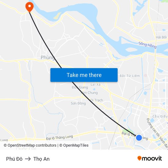 Phú Đô to Thọ An map
