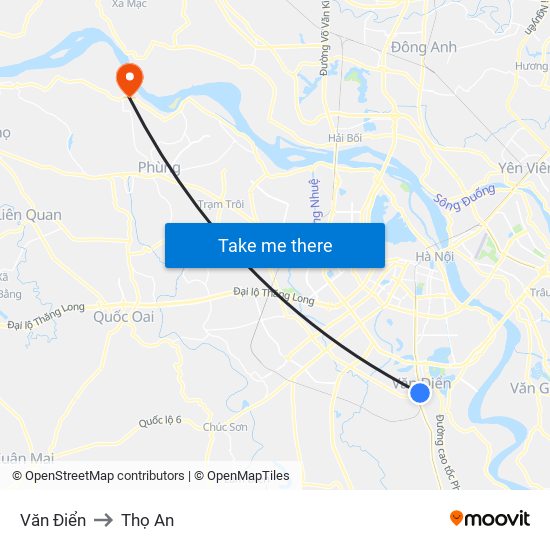 Văn Điển to Thọ An map